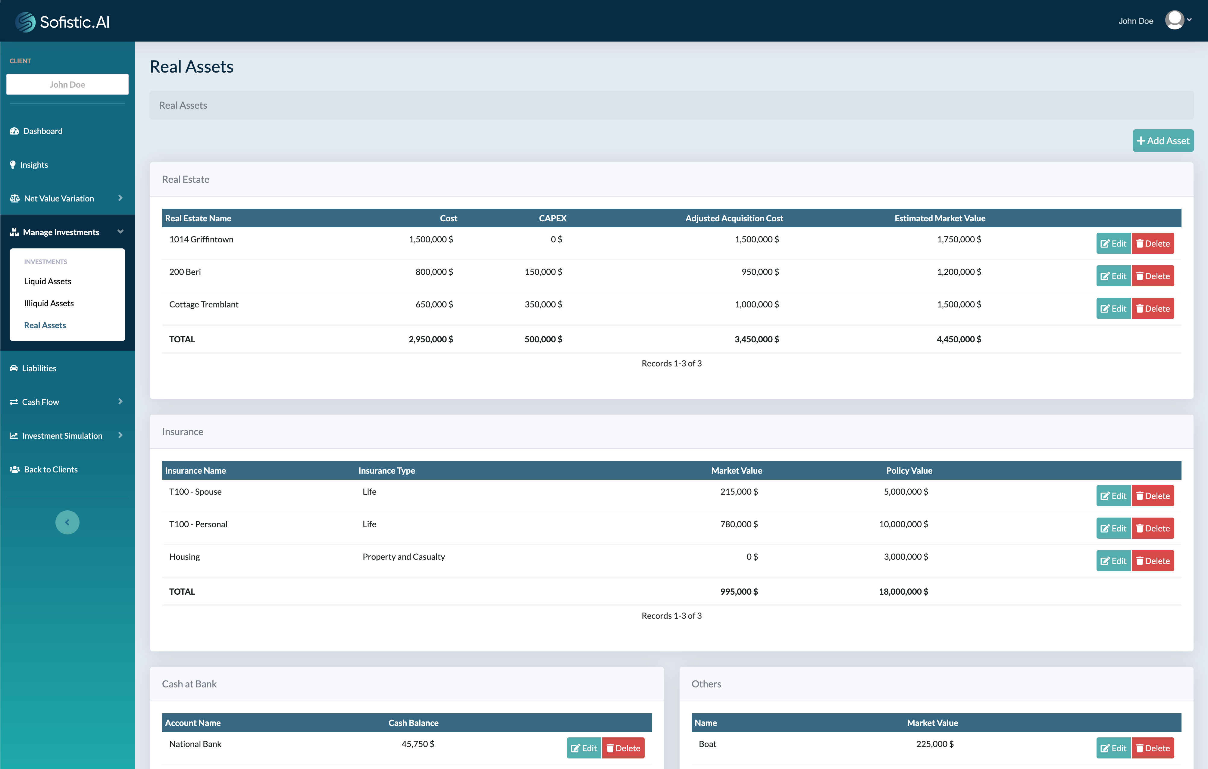 Sofistic.AI Asset Aggregation